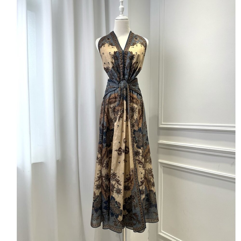 Zimmermann Ascension Cotton Halter Maxi Dress